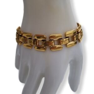 NAPIER VINTAGE GOLDTONED PANTHER LINK CHAIN BRACELET